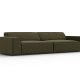MICADONI Jodie sofa, 4 seter - grnn flyel og sort plast