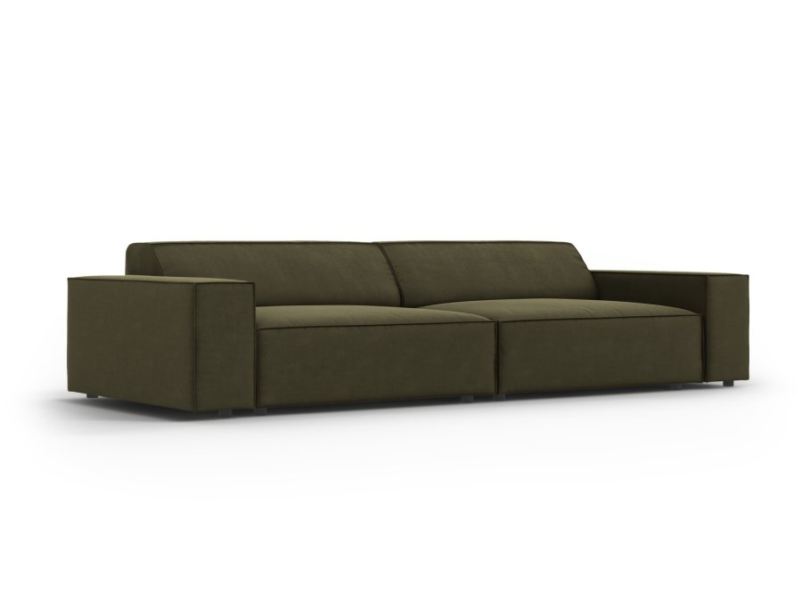 MICADONI Jodie sofa, 4 seter - grnn flyel og sort plast