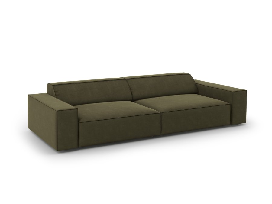 MICADONI Jodie sofa, 4 seter - grnn flyel og sort plast