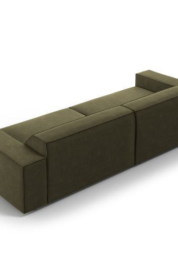 MICADONI Jodie sofa, 4 seter - grnn flyel og sort plast