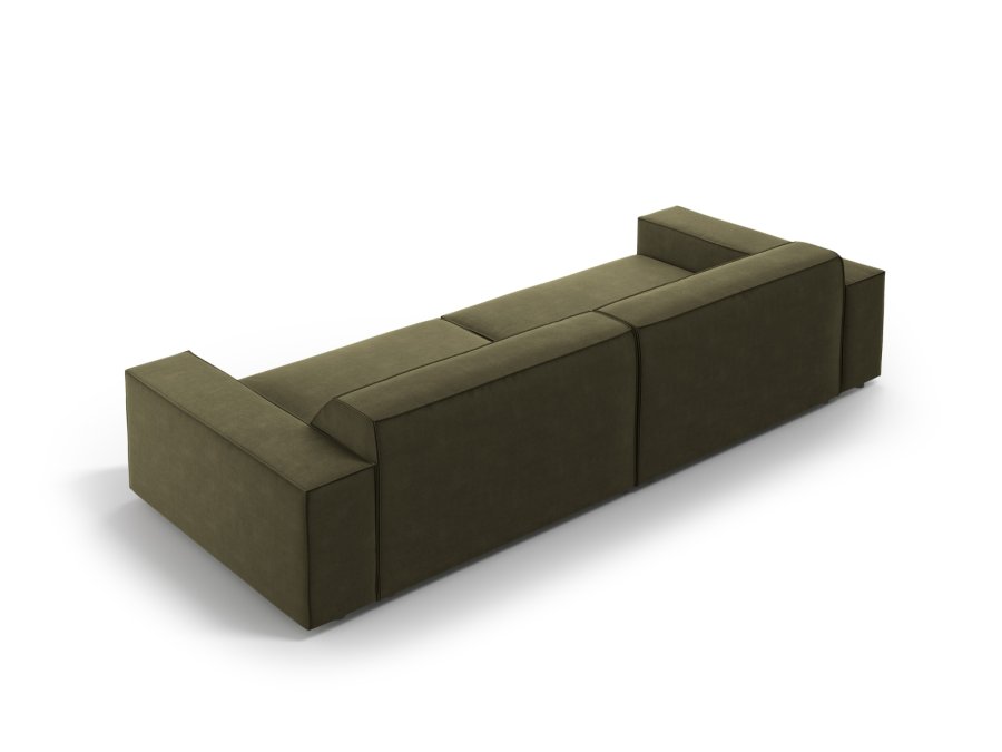 MICADONI Jodie sofa, 4 seter - grnn flyel og sort plast