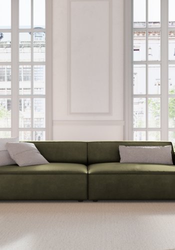 MICADONI Jodie sofa, 4 seter - grnn flyel og sort plast