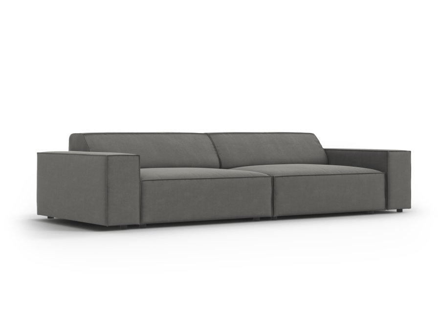 MICADONI Jodie sofa, 4 seter - gr flyel og sort plast