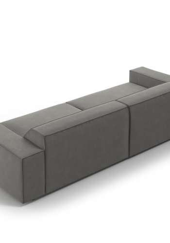 MICADONI Jodie sofa, 4 seter - gr flyel og sort plast