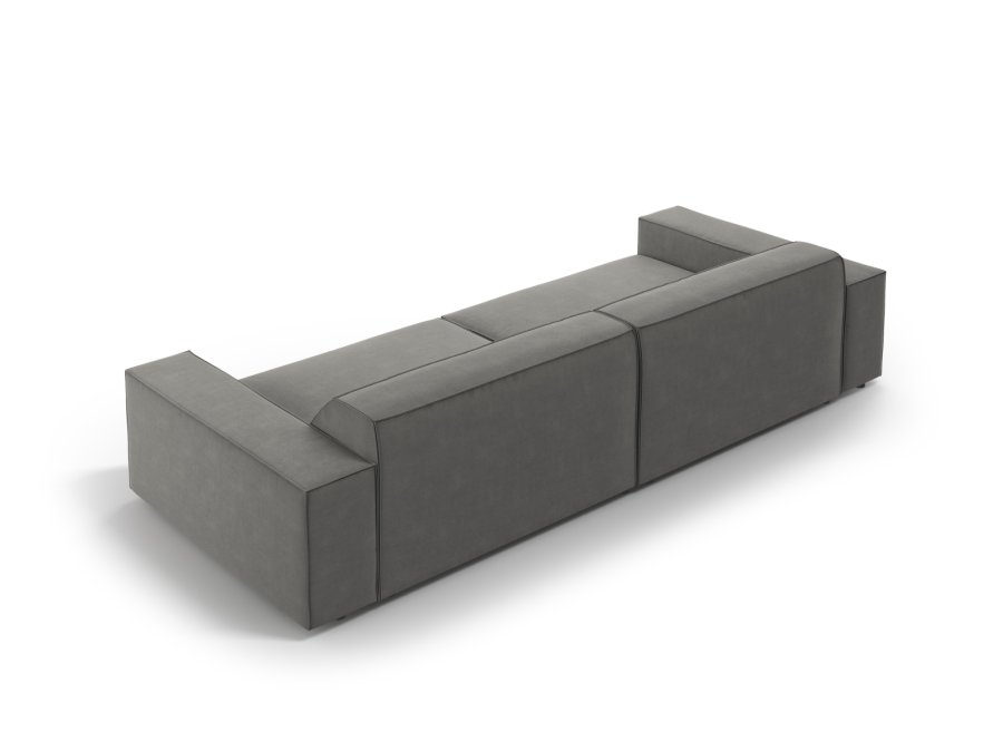 MICADONI Jodie sofa, 4 seter - gr flyel og sort plast