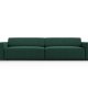 MICADONI Jodie sofa, 4 seter - grnt stoff og sort plast