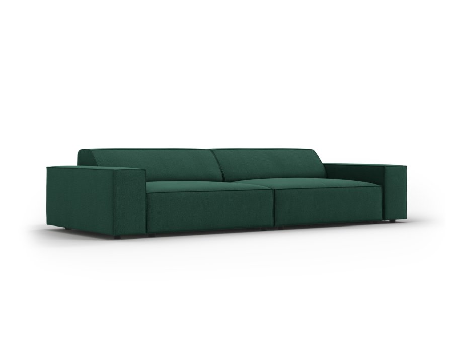 MICADONI Jodie sofa, 4 seter - grnt stoff og sort plast