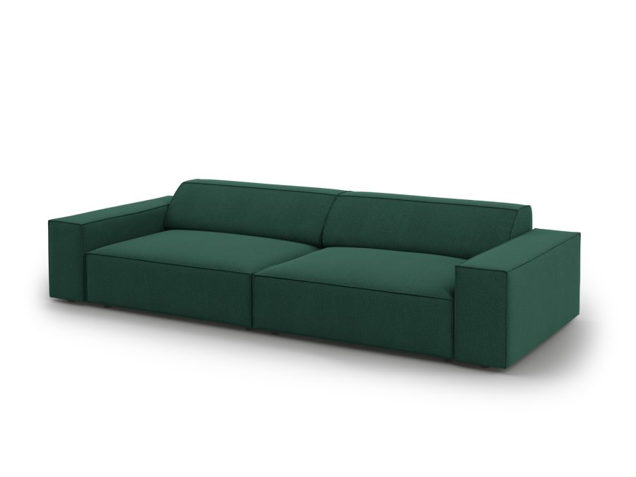 MICADONI Jodie sofa, 4 seter - grnt stoff og sort plast
