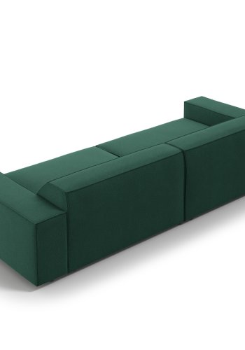 MICADONI Jodie sofa, 4 seter - grnt stoff og sort plast
