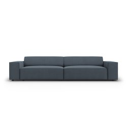 MICADONI Jodie sofa, 4 seter - bl�tt stoff og sort plast