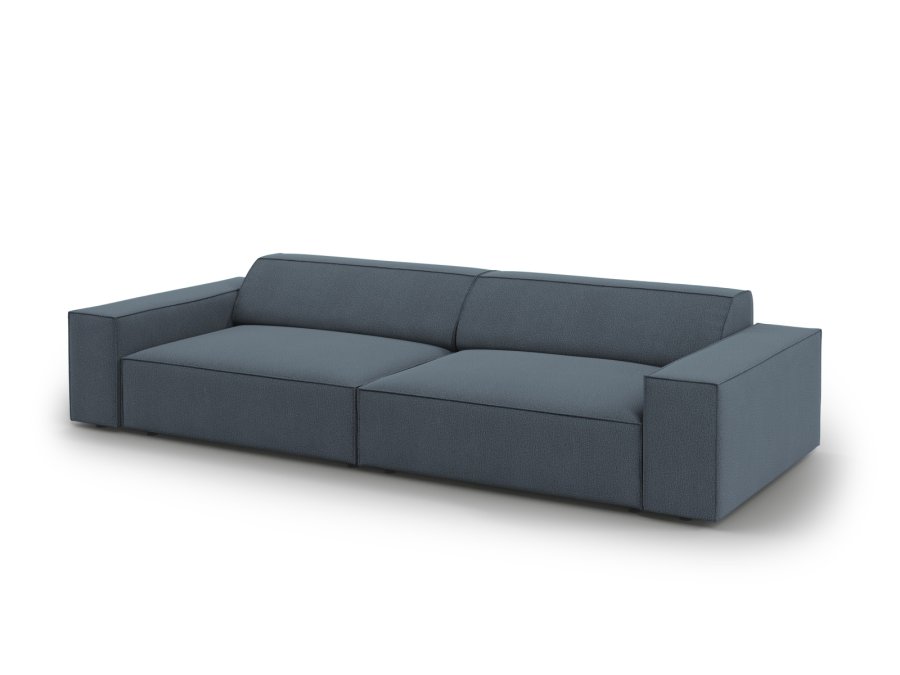MICADONI Jodie sofa, 4 seter - bltt stoff og sort plast