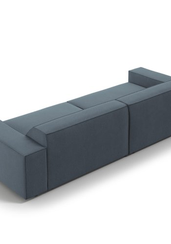 MICADONI Jodie sofa, 4 seter - bltt stoff og sort plast