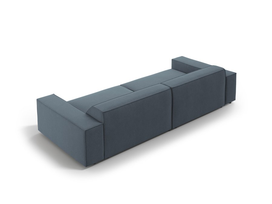 MICADONI Jodie sofa, 4 seter - bltt stoff og sort plast