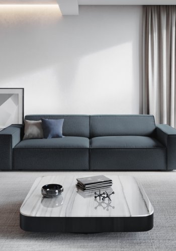 MICADONI Jodie sofa, 4 seter - bltt stoff og sort plast