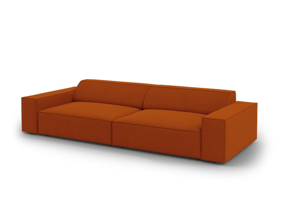 MICADONI Jodie sofa, 4 seter - oransje stoff og sort plast
