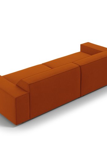 MICADONI Jodie sofa, 4 seter - oransje stoff og sort plast