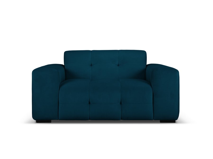 MICADONI Kendal sofa, 2 seter - bl flyel og svart bketre