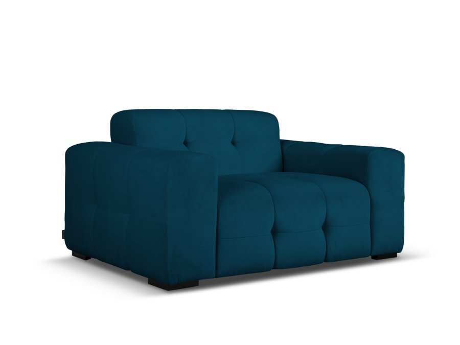 MICADONI Kendal sofa, 2 seter - bl flyel og svart bketre