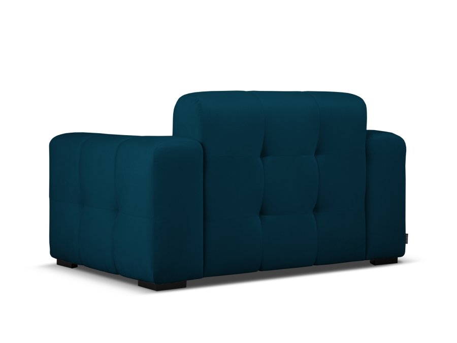 MICADONI Kendal sofa, 2 seter - bl flyel og svart bketre