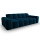 MICADONI Kendal sofa, 3 seter - bl flyel og svart bketre