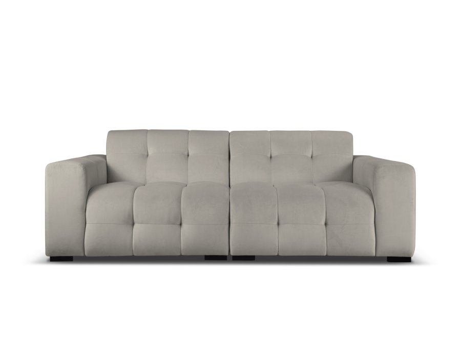 MICADONI Kendal sofa, 4 seter - antrasittgr flyel og svart bketre