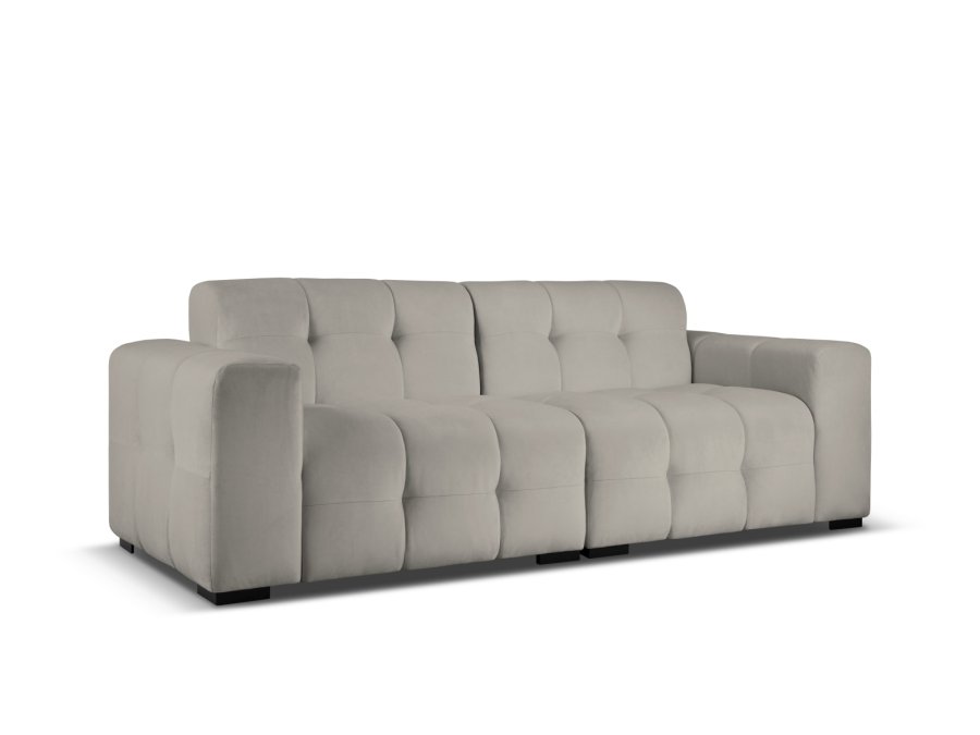 MICADONI Kendal sofa, 4 seter - antrasittgr flyel og svart bketre