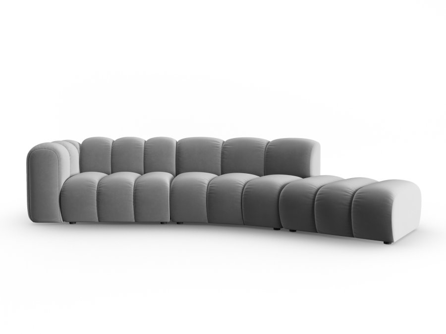 MICADONI Lupin Modul sofa, hyre, 5 seter - gr flyel og sort plast