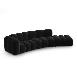 MICADONI Lupin Modul sofa, hjre, 5 sder - sort fljl og sort plast