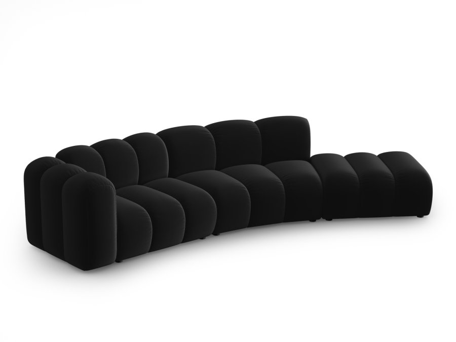 MICADONI Lupin Modul sofa, hyre, 5 seter - svart flyel og sort plast