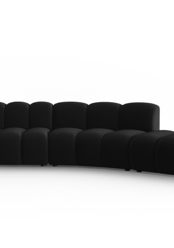 MICADONI Lupin Modul sofa, hyre, 5 seter - svart flyel og sort plast