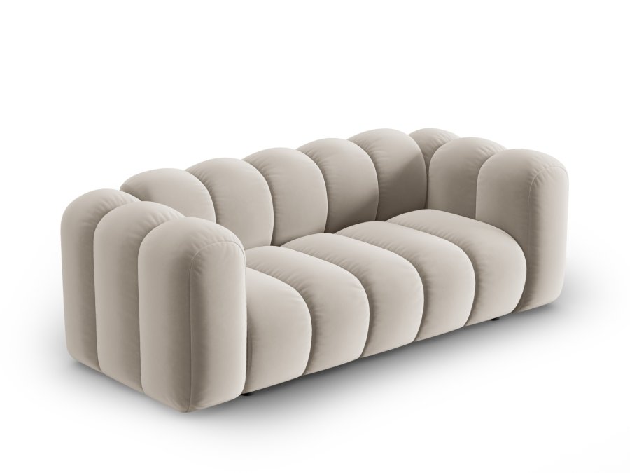 MICADONI Lupin sofa, 2 seter - beige flyel og sort plast