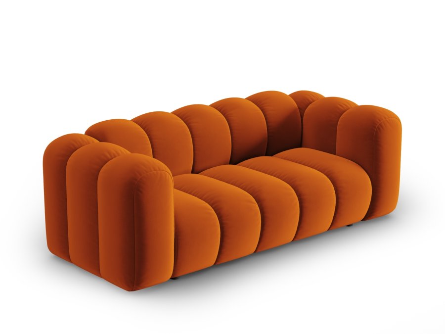 MICADONI Lupin sofa, 2 seter - oransje flyel og sort plast