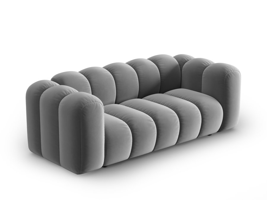 MICADONI Lupin sofa, 2 seter - gr flyel og sort plast