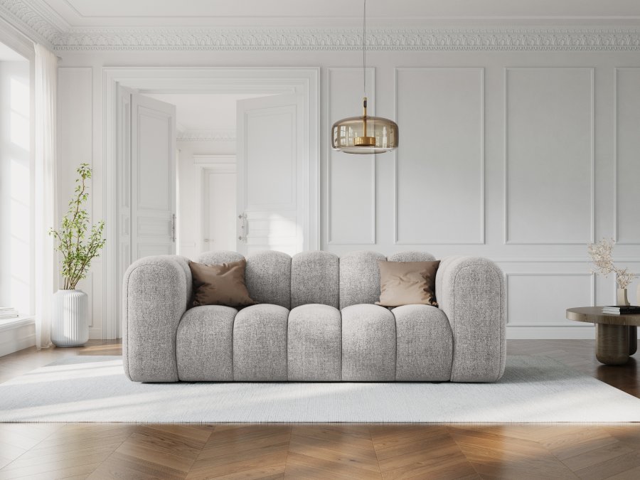 MICADONI Lupin sofa, 2 seter - gr chenille og sort plast