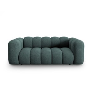 MICADONI Lupin Sofa, 2 Sitze - blaue Chenille und schwarzer Kunststoff