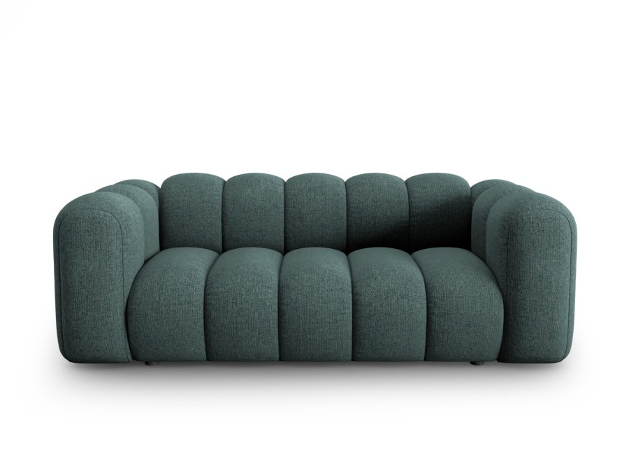 MICADONI Lupin sofa, 2 seter - bl chenille og sort plast