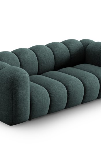 MICADONI Lupin sofa, 2 seter - bl chenille og sort plast