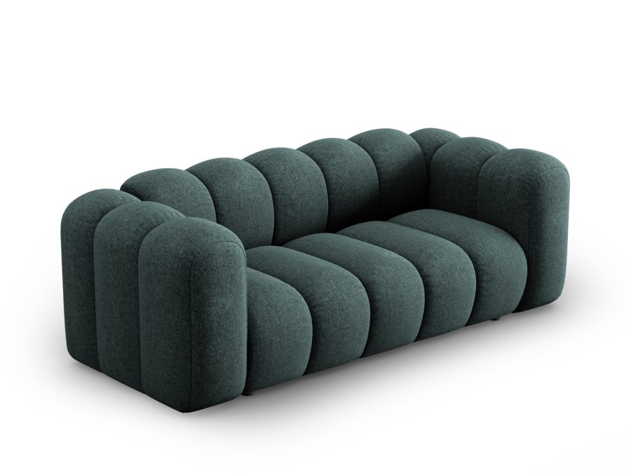 MICADONI Lupin sofa, 2 seter - bl chenille og sort plast