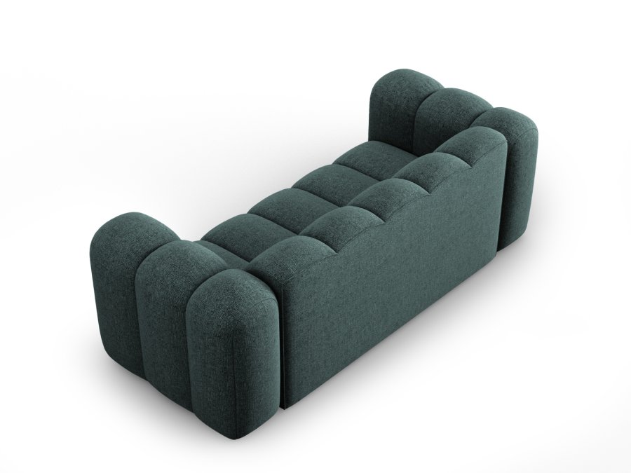 MICADONI Lupin sofa, 2 seter - bl chenille og sort plast