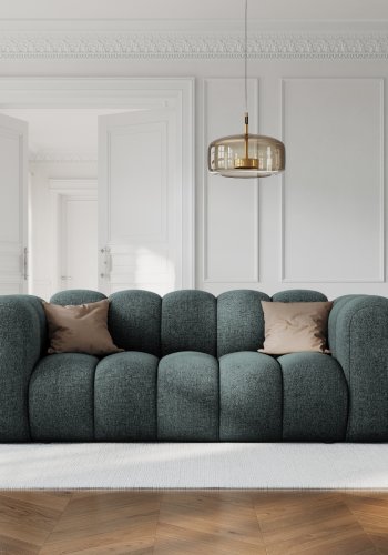 MICADONI Lupin sofa, 2 seter - bl chenille og sort plast