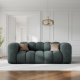 MICADONI Lupin sofa, 2 seter - bl chenille og sort plast