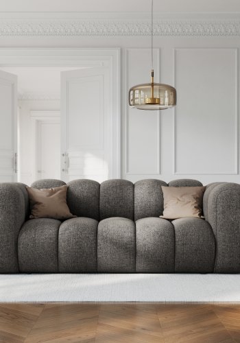 MICADONI Lupin sofa, 2 seter - gr chenille og sort plast