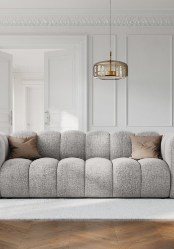 MICADONI Lupin sofa, 3 seter - gr chenille og sort plast