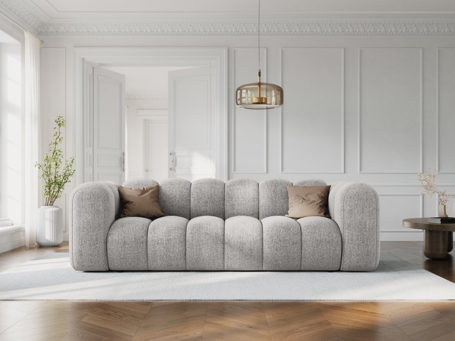 MICADONI Lupin sofa, 3 seter - gr chenille og sort plast