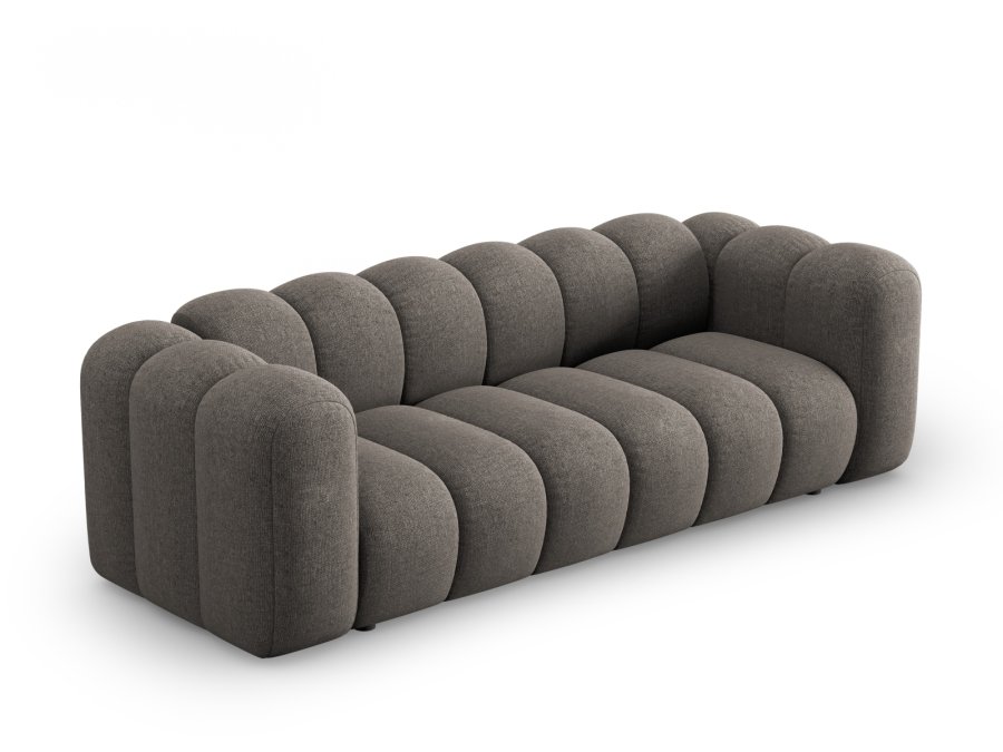 MICADONI Lupin sofa, 3 seter - gr chenille og sort plast