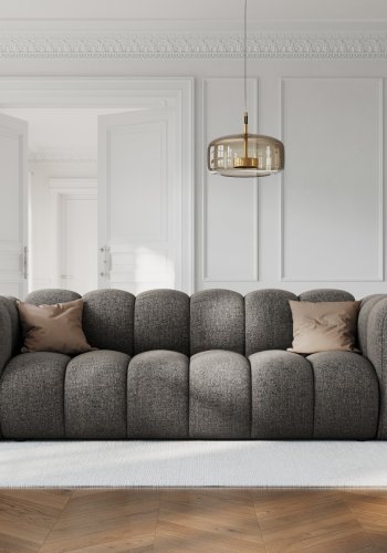 MICADONI Lupin sofa, 3 seter - gr chenille og sort plast