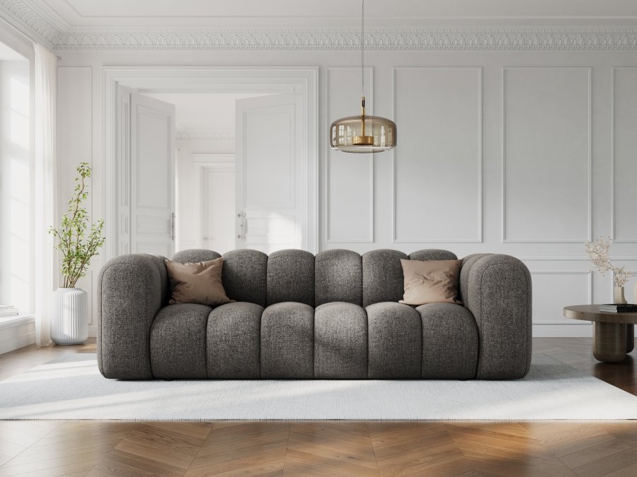 MICADONI Lupin sofa, 3 seter - gr chenille og sort plast