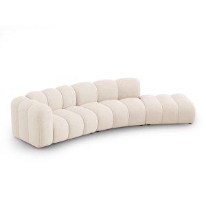 MICADONI Lupin Modulares Sofa, rechts, 5 Sitze - beige Chenille und schwarzer Kunststoff