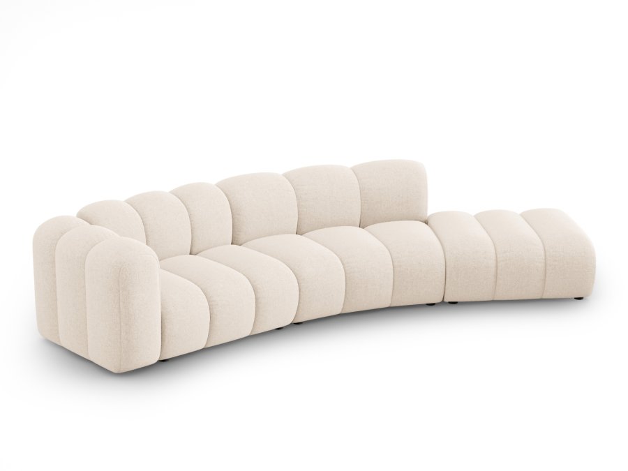 MICADONI Lupin Modul sofa, hyre, 5 seter - beige chenille og sort plast