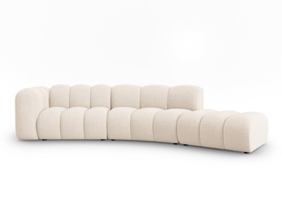 MICADONI Lupin Modul sofa, hyre, 5 seter - beige chenille og sort plast